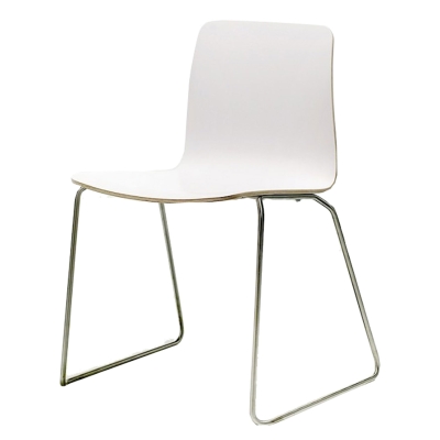 JW01 stol, vit/rostfritt stål