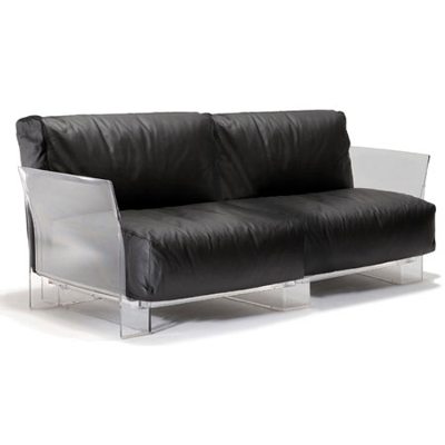 Pop soffa 2-sits svart läder