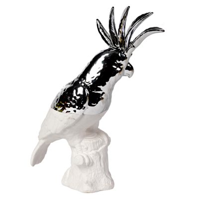 Cockatoo staty, vit/silver