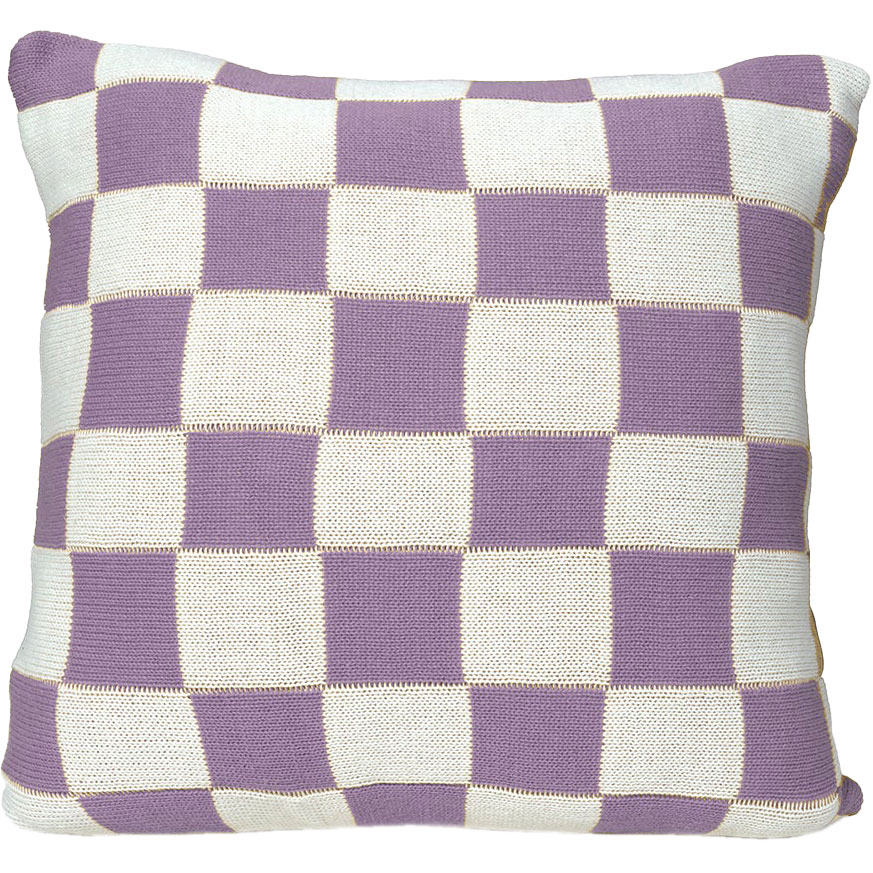 Knitted Check Kuddfodral 50x50 cm, Lilac