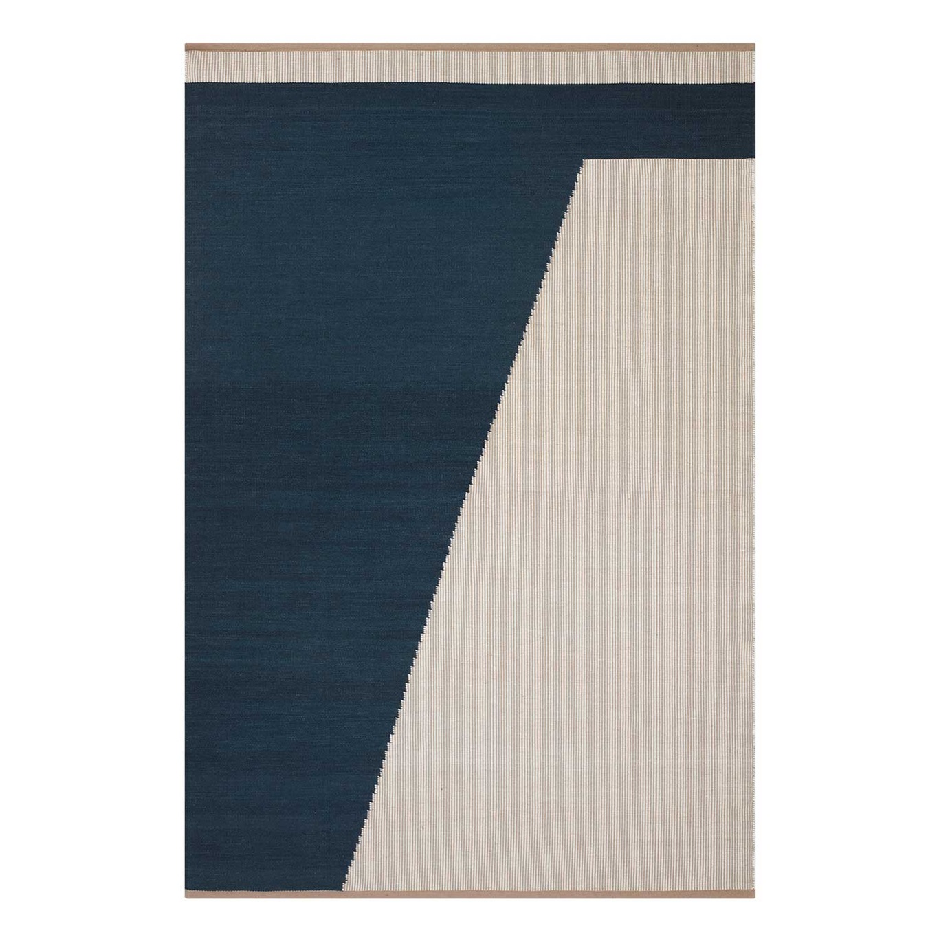 Una Ullmatta 230x320 cm, Mörkblå/Beige/Off White