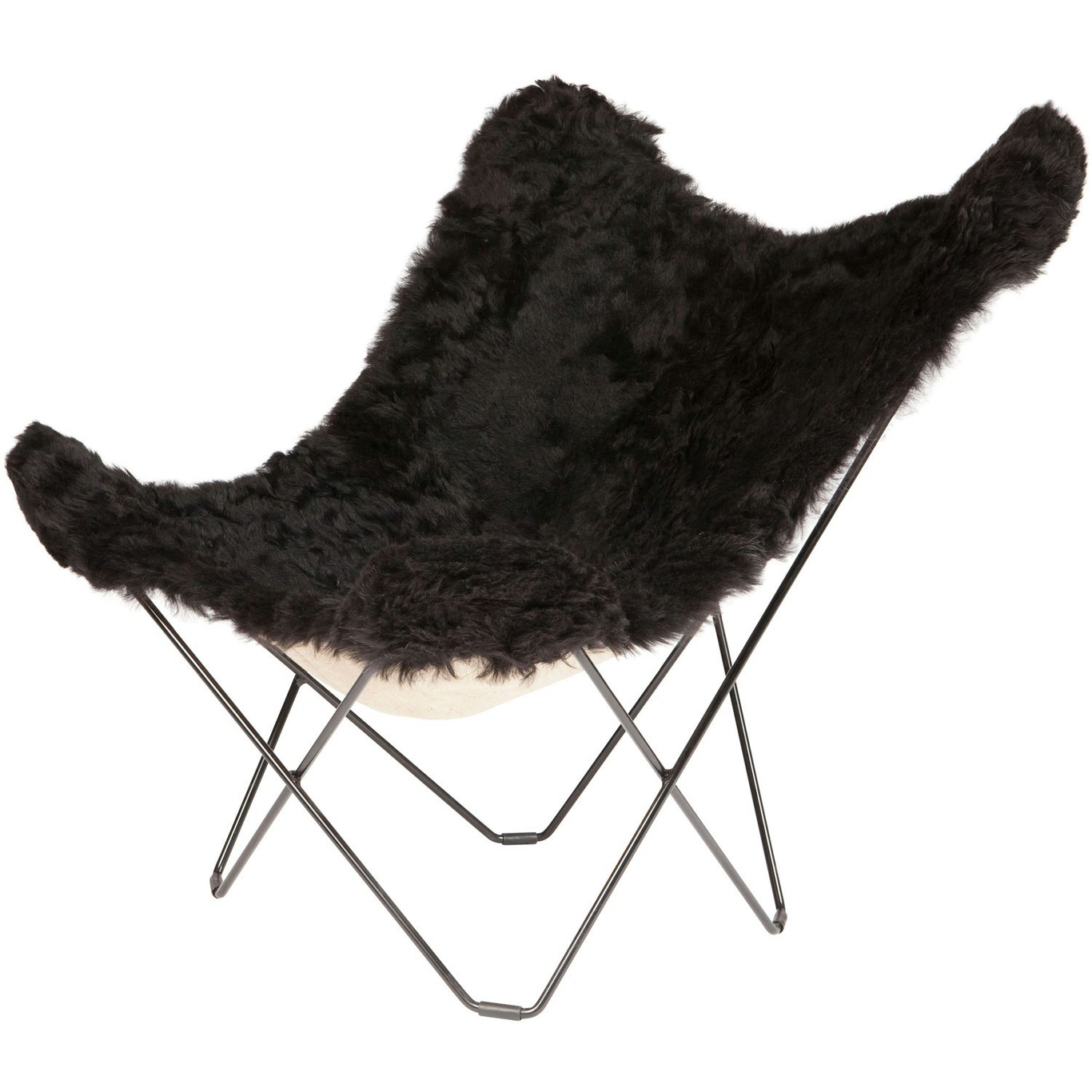 Iceland Mariposa Butterfly Chair, Shorn Black/Black