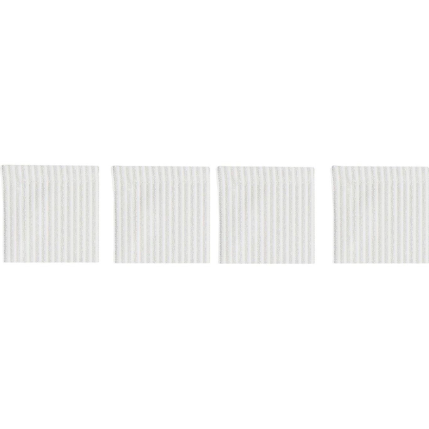 Narrow Stripe Glasunderlägg 10x10 cm 4-pack, Vit