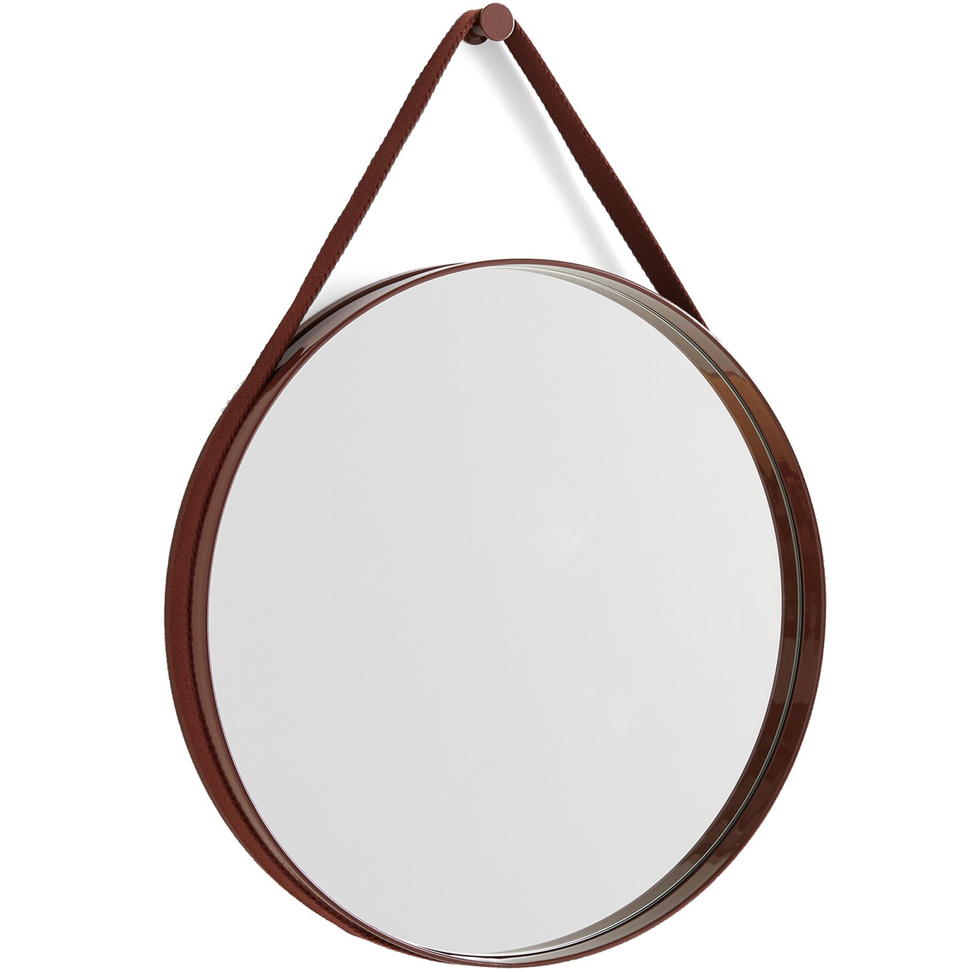 Strap Spegel No2 Ø50 cm, Mörkbrun