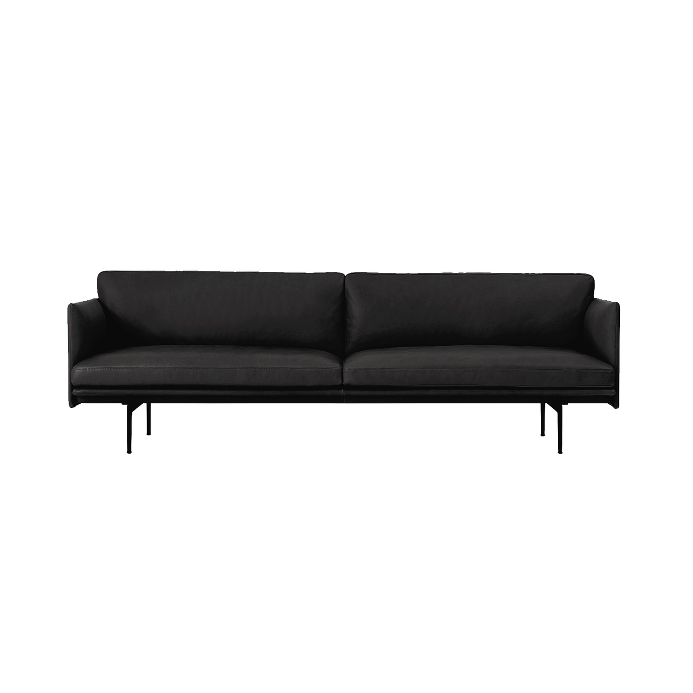 Outline Soffa 3-Sits, Silk leather Black / Svart Aluminium