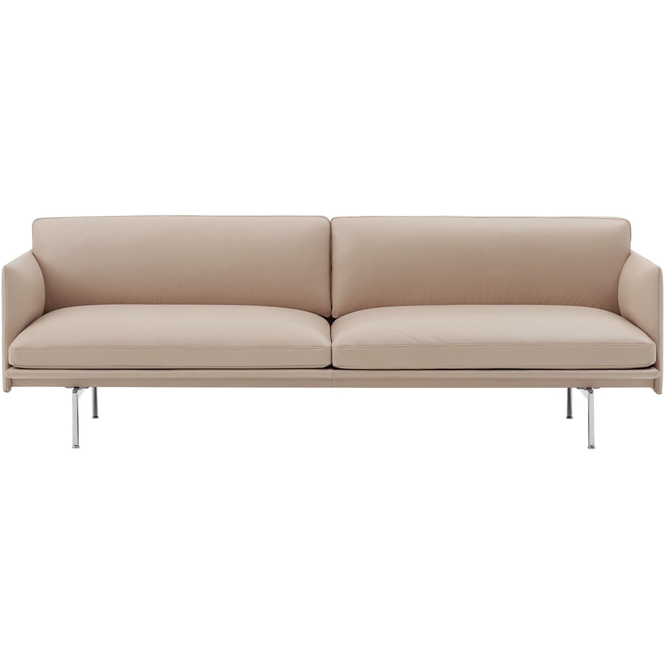 Outline Soffa 3-Sits, Refine leather Beige / Polerad Aluminium