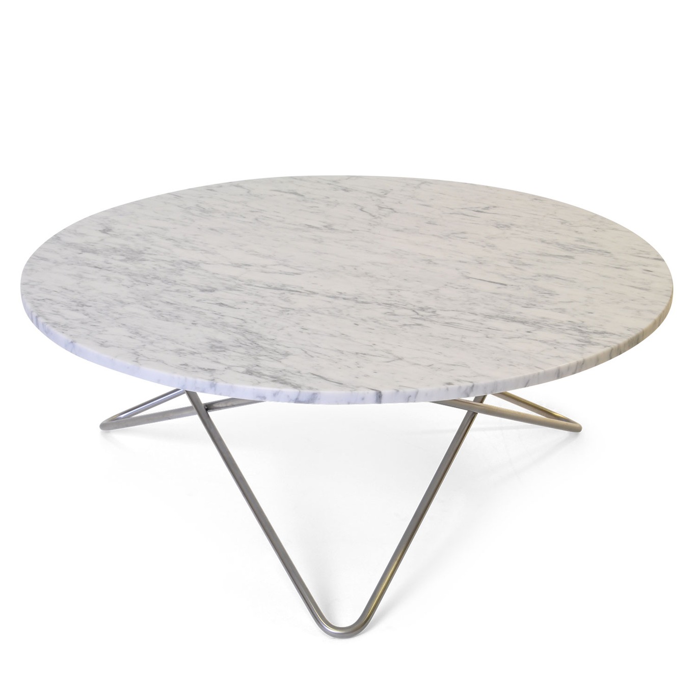 Large O Table Soffbord Ø100 cm, Stål/Vit marmor
