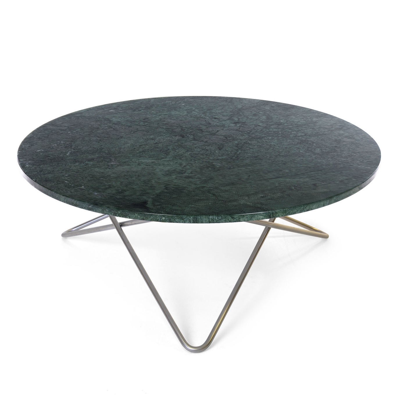 Large O Table Soffbord Ø100 cm, Stål/Grön marmor