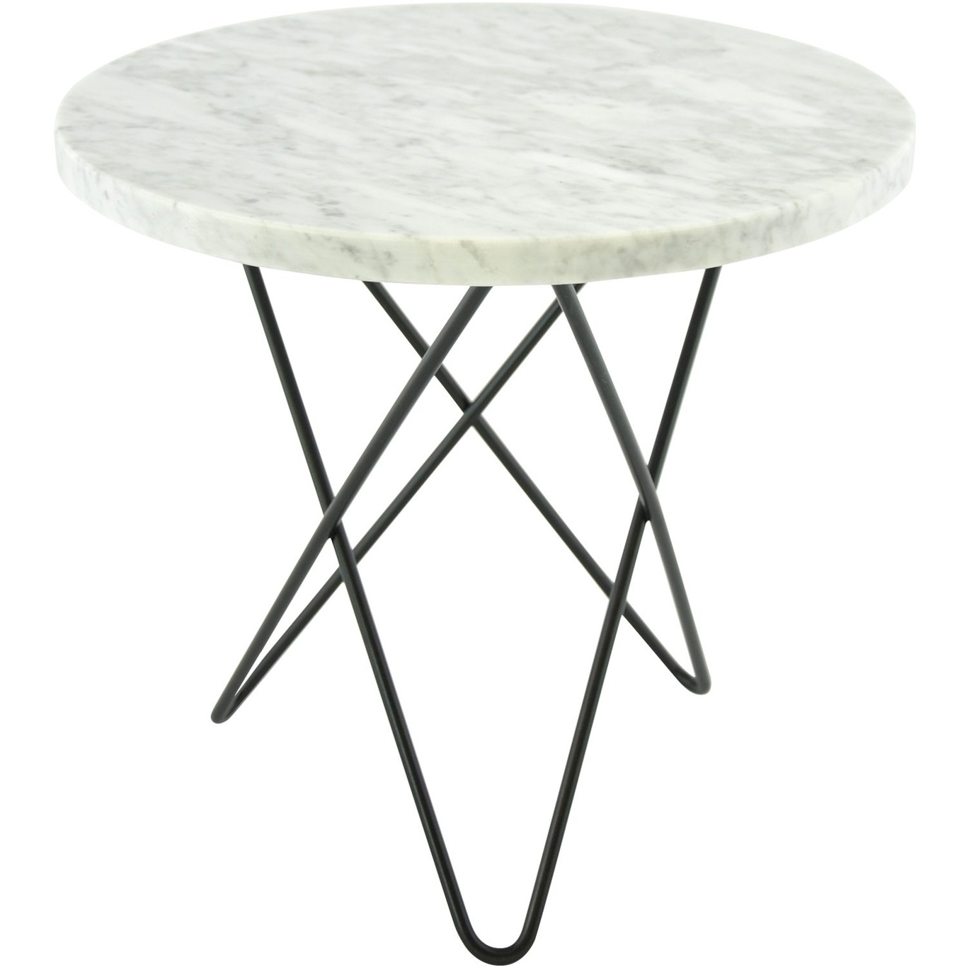 Mini O Table Sidobord Ø40 cm, Svart/Vit marmor