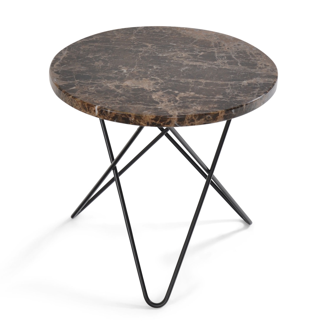 Mini O Table Sidobord Ø40 cm, Svart/Brun Marmor