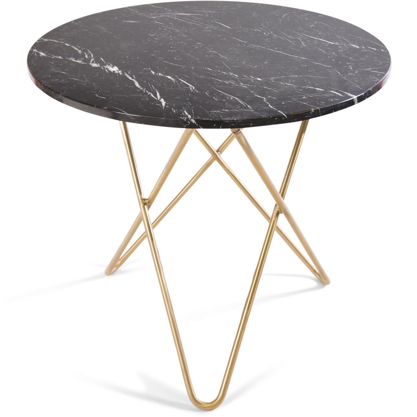O Dining Table Matbord Ø100 cm, Mässing/Svart marmor