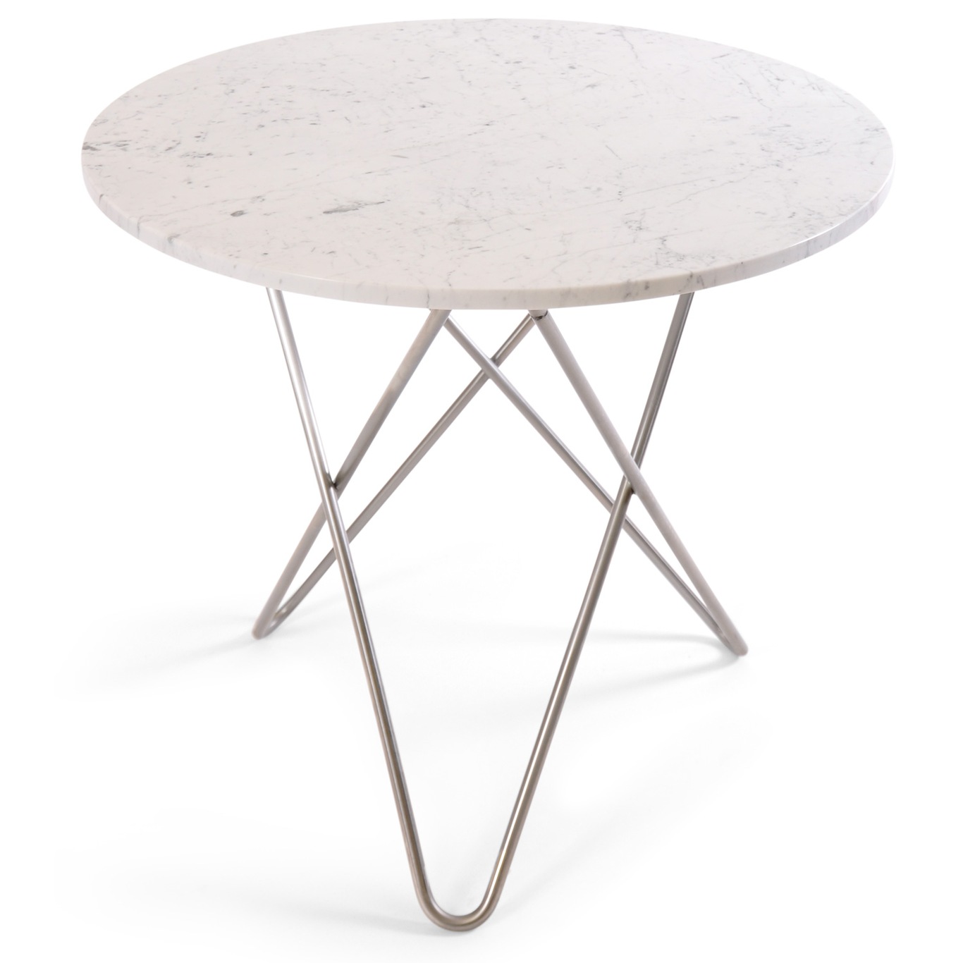 O Dining Table Matbord Ø100 cm, Stål/Vit marmor