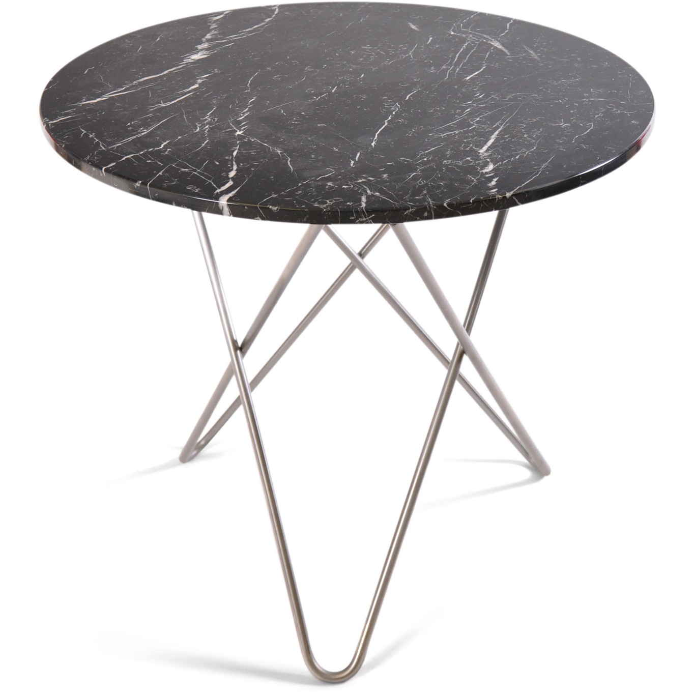 O Dining Table Matbord Ø100 cm, Stål/Svart marmor