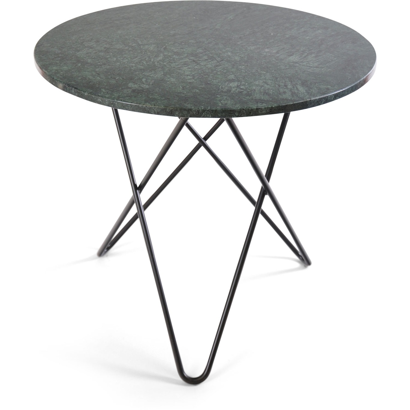 O Dining Table Matbord Ø100 cm, Svart/Grön marmor