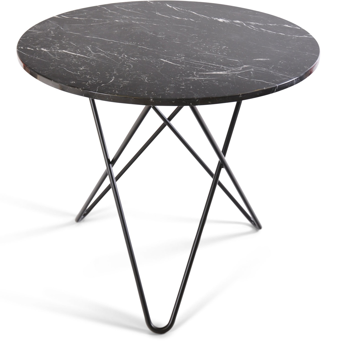 O Dining Table Matbord Ø100 cm, Svart/Svart marmor