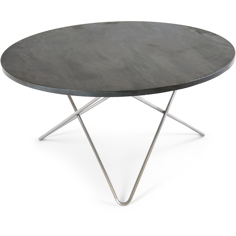 O Table Soffbord Ø80 cm, Stål/Rustik skiffer
