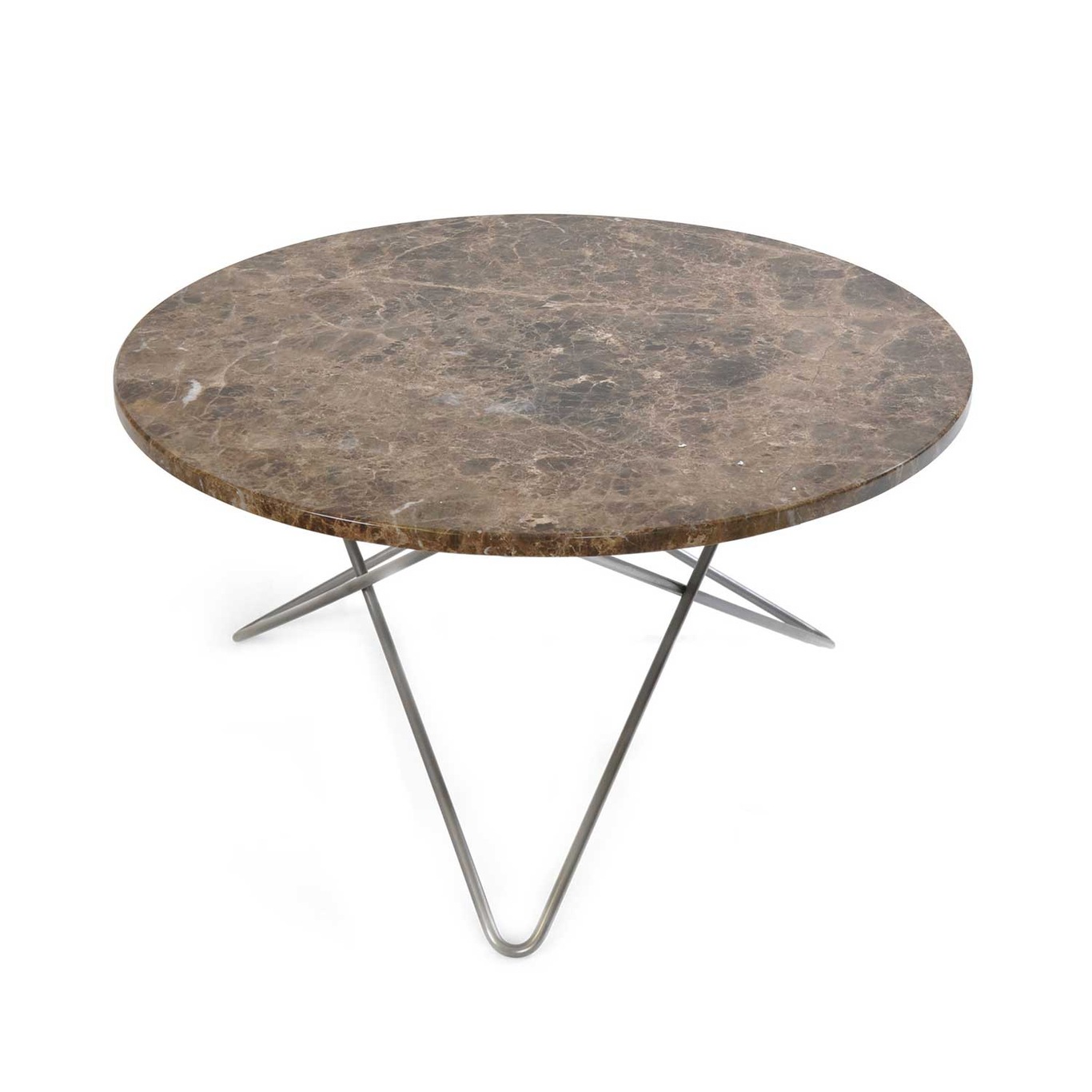 O Table Soffbord Ø80 cm, Stål/Brun Marmor