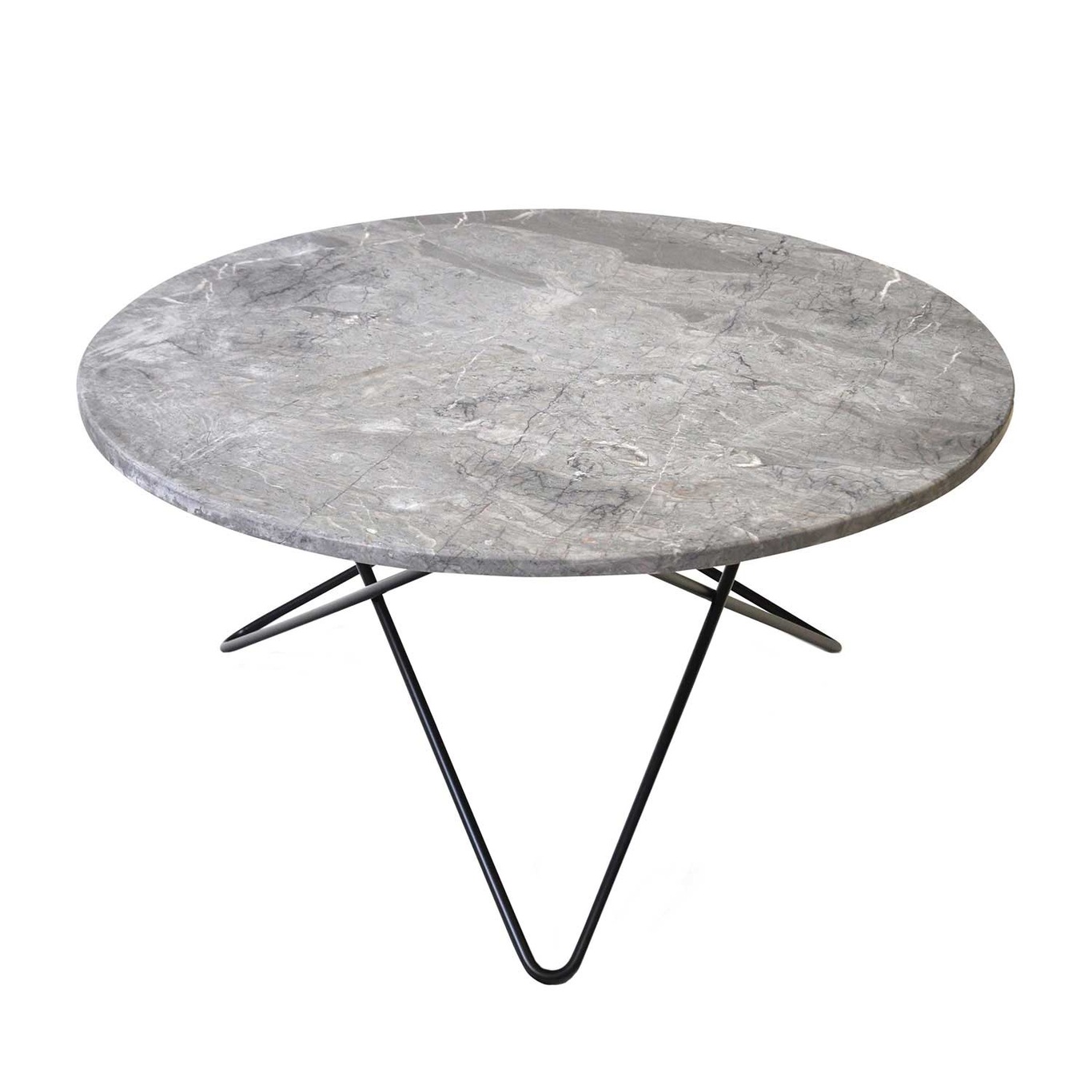 O Table Soffbord Ø80 cm, Svart/Grå marmor