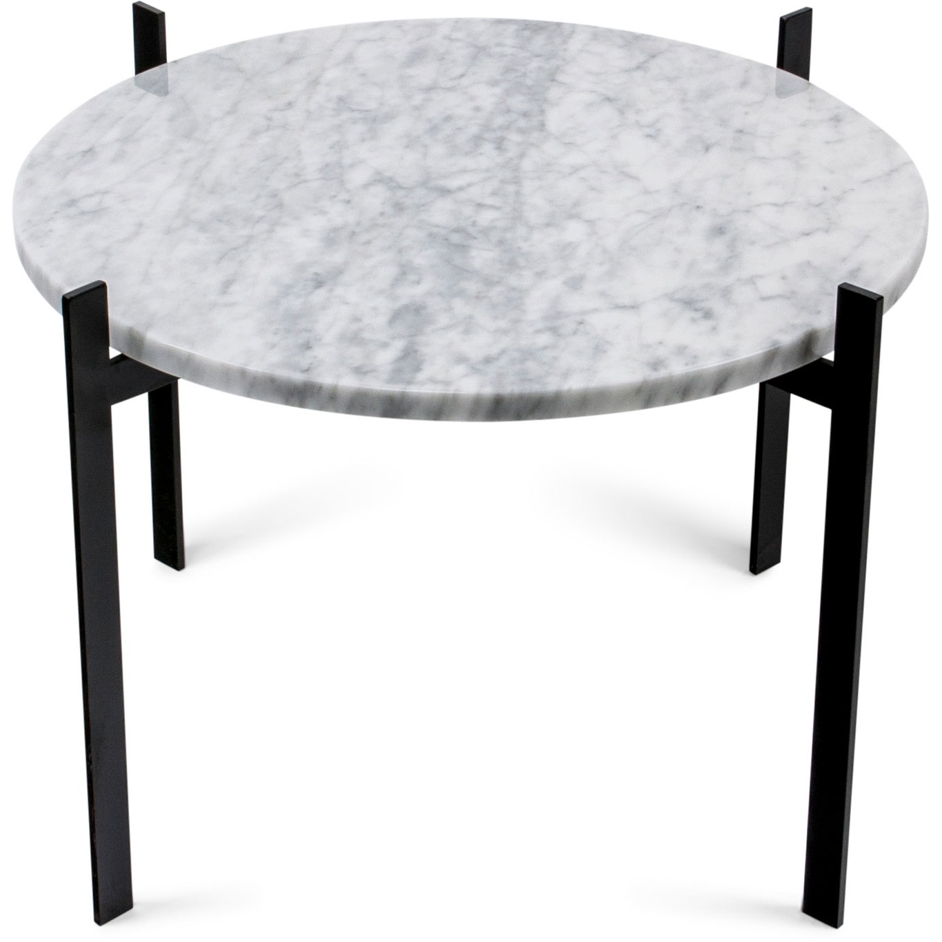 Single Deck Table, Marble White Matt Ø50, Black Frame