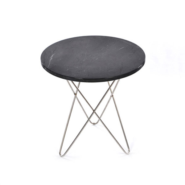 Tall Mini O Table Sidobord Ø50 cm, Stål/Svart marmor