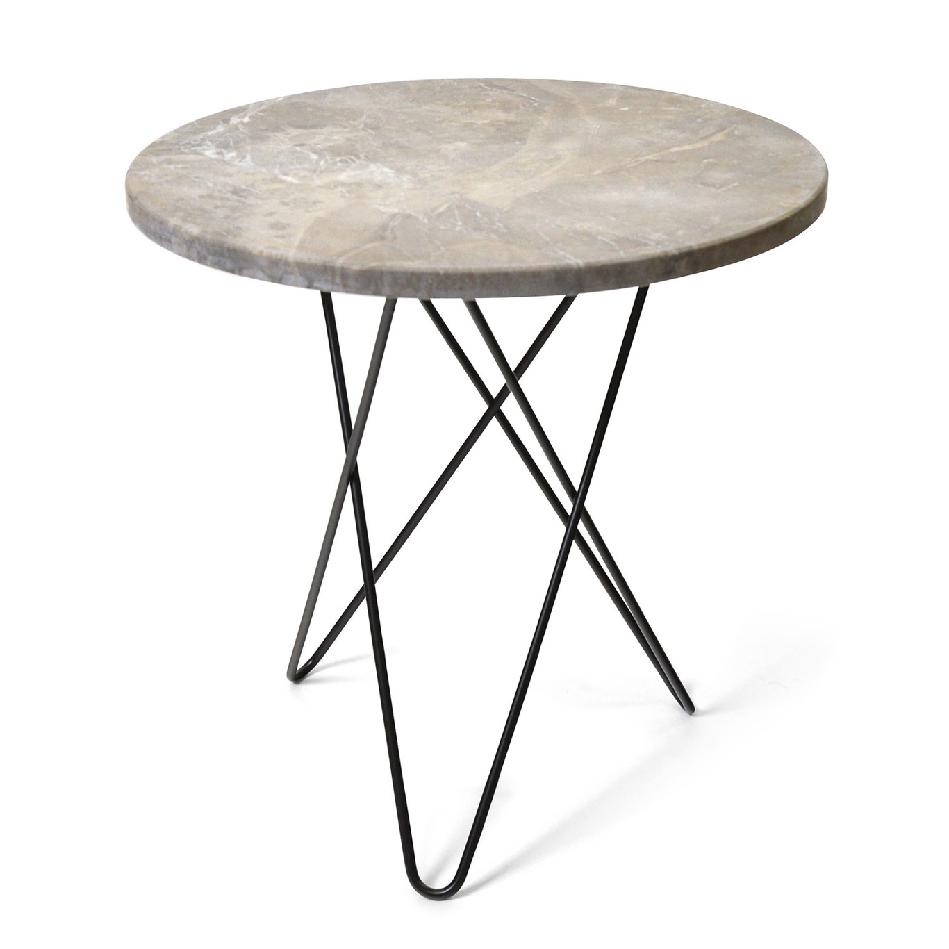 Tall Mini O Table Sidobord Ø50 cm, Svart/Grå marmor