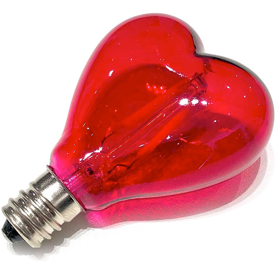 LED Ljuskälla Mouse Lamp E14 1W Hjärtformad, Röd